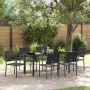 Sodo valgomojo komplektas 7 pcs Juoda PE ratanas