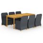 Sodo valgomojo komplektas, 7 dalių, tamsiai pilkas