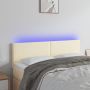 Galvūgalis su LED, kreminės spalvos,144x5x78/88cm, dirbtinė oda