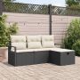 Sodo Sofų Rinkinys su pagalve 4 pcs Juoda Poli ratanas