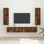 TV spintelių komplektas 3 pcs Rūkyta ąžuolas Apdirbta mediena