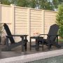 Sodo Adirondack kėdės su staliuku, antracito spalvos, HDPE