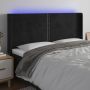 Galvūgalis su LED, juodos spalvos, 183x16x118/128cm, aksomas
