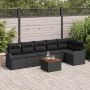 Sodo Sofų Rinkinys su pagalve 7 pcs Juoda poliratanas
