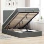 Osmanų lova su čiužiniu ir LED, pilkas, 120x200cm, audinys