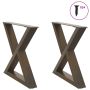 Kavos staliuko kojelės, 2 vnt., natūralus plienas, 60x(42-43,3) cm, plienas