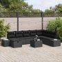 Sodo Sofų Rinkinys su pagalve 9 pcs Juoda poliratanas