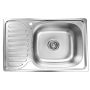 Nerūdijančio plieno plautuvė D6642P 660x420 0.8 SATIN kairė su sifonu