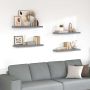 Pakabinamos lentynos, 4vnt., pilkos, 80x23,5x3,8cm, MDF