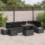 Sodo Sofų Rinkinys su saugykla 8 pcs Juoda Poli ratanas