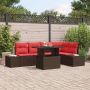 Sodo Sofų Rinkinys su pagalve su saugykla 6 pcs Ruda ir raudona