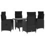 Lauko valgomojo komplektas 5 pcs Juoda poliratanas