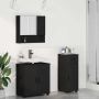 Vonios baldų rinkinys 3 pcs Juoda Apdirbta mediena & metalas