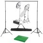 Fotostudijos komplektas su apšvietimo rinkiniu ir fonu