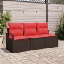 Sofos komplektas 3 pcs Ruda poliratanas