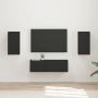 TV sieninio kabineto komplektas 4 pcs Juoda Apdirbta mediena