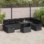 Sodo Sofų Rinkinys su pagalve 9 pcs Juoda Poli ratanas
