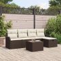 Sodo Sofų Rinkinys su pagalve 6 pcs Ruda Poli ratanas
