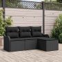 Sodo Sofų Rinkinys su pagalve 4 pcs Juoda poliratanas