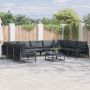 Sodo Sofų Rinkinys su pagalve 10 pcs Juoda Plienas