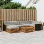 Lauko sofos komplektas 7 pcs Natūrali ir šviesiai pilka