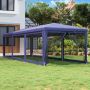 Proginė palapinė su 8 tinklinėmis sienomis, mėlyna, 3x9m, HDPE