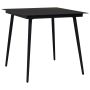 Sodo valgomojo stalas, juodas, 80x80x74cm, plienas ir stiklas