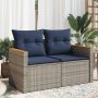 Sodo sofa su pagalvėlėmis, dvivietė, pilka, polirotangas