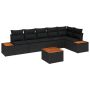Sodo Sofų Rinkinys su pagalve 6 pcs Juoda Poliratanas