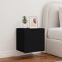 Sieninė TV spintelė su LED lemputėmis, juoda, 40,5x35x40cm