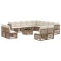 Sodo Sofų Rinkinys 14 pcs Smėlio poliratanas