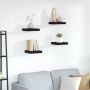 Pakabinamos lentynos, 4vnt., juodos, 23x23,5x3,8cm, MDF