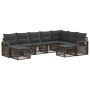 Sodo Sofų Rinkinys 9 pcs Pilka poliratanas