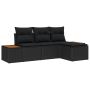 Sodo Sofų Rinkinys su pagalve 4 pcs Juoda poliratanas