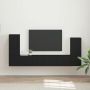 TV spintelių komplektas 4 pcs Juoda Apdirbta mediena