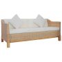 Trivietė sofa su pagalvėlėmis, natūralus ratanas