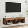 TV spintelių komplektas su LED Senovinis medis Apdirbta mediena
