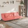 Dvivietė sofa-lova su dvejomis pagalvėmis, rožinė, aksomas