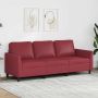Trivietė sofa, raudonojo vyno spalvos, 180cm, dirbtinė oda