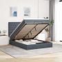 Osmanų lovos rėmas su čiužiniais, pilkas, 140x190cm, aksomas