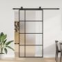 Stumdomos durys su furnitūra, juodos, 102,5x205 cm, ESG stiklas