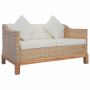 Dvivietė sofa su pagalvėlėmis, natūralus ratanas