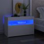 Naktinė spintelė su LED, baltos spalvos, 60x35x40cm, mediena