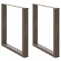 Valgomojo stalo kojelės, U formos, 2 vnt., natūralus plienas, 80x(72-73) cm, plienas