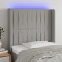 Galvūgalis su LED, šviesiai pilkas, 83x16x118/128cm, audinys