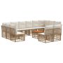 Lauko sofos komplektas 13 pcs Natūralus ir grietinėlės baltas