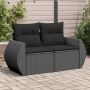 Sodo sofa su pagalvėlėmis, dvivietė, juoda, polirotangas
