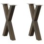 Valgomojo stalo kojos, X formos, 2 vnt., natūralus plienas, 60x(72-73) cm, plienas