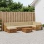 Lauko sofos komplektas su pagalve 8 pcs Natūralus ir bežinis
