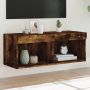 TV spintelė su LED lemputėmis, dūminio ąžuolo, 80x30x30cm